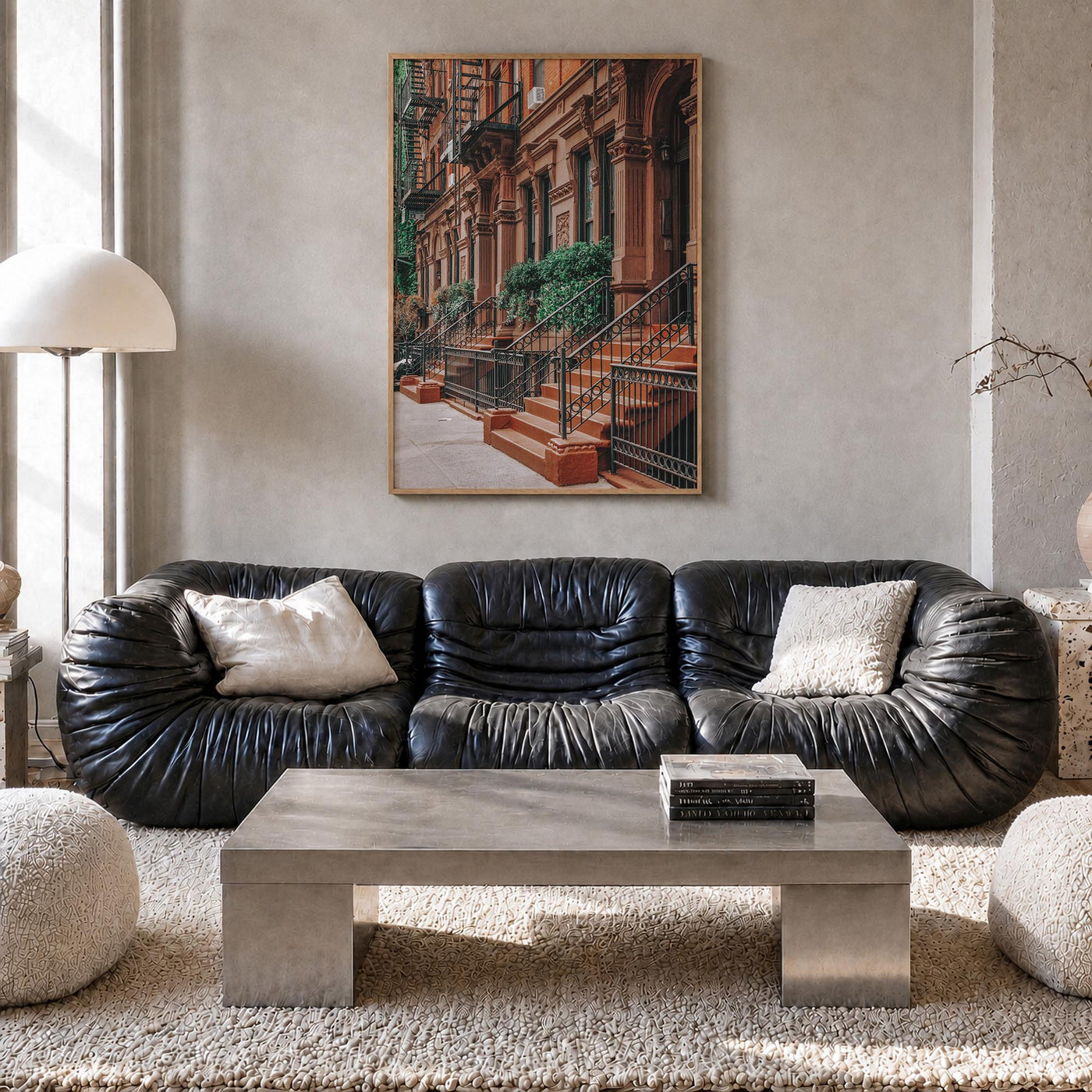 Gramercy Park colorful photo poster of Manhattan, New York City – vertical wall art in natural wood frame, hanging on wall