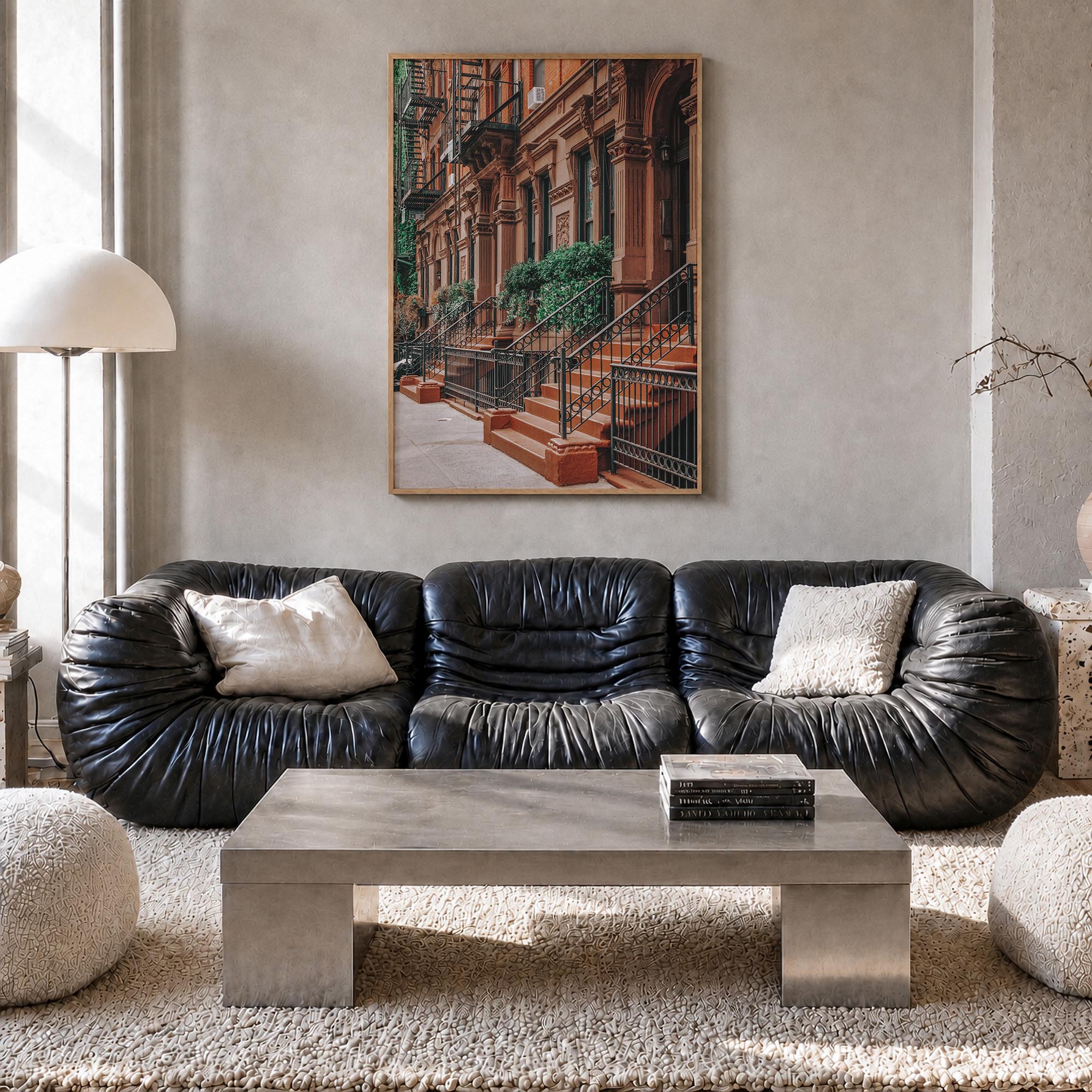Gramercy Park colorful photo poster of Manhattan, New York City – vertical wall art in natural wood frame, hanging on wall