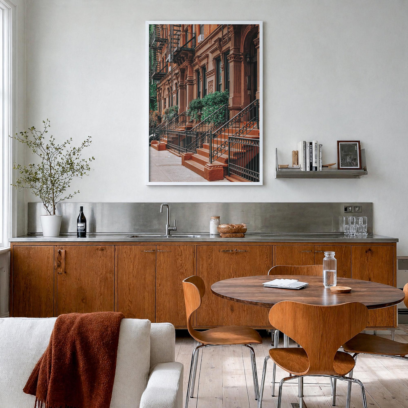 Gramercy Park colorful photo poster of Manhattan, New York City – vertical wall art in white wood frame, hanging on wall