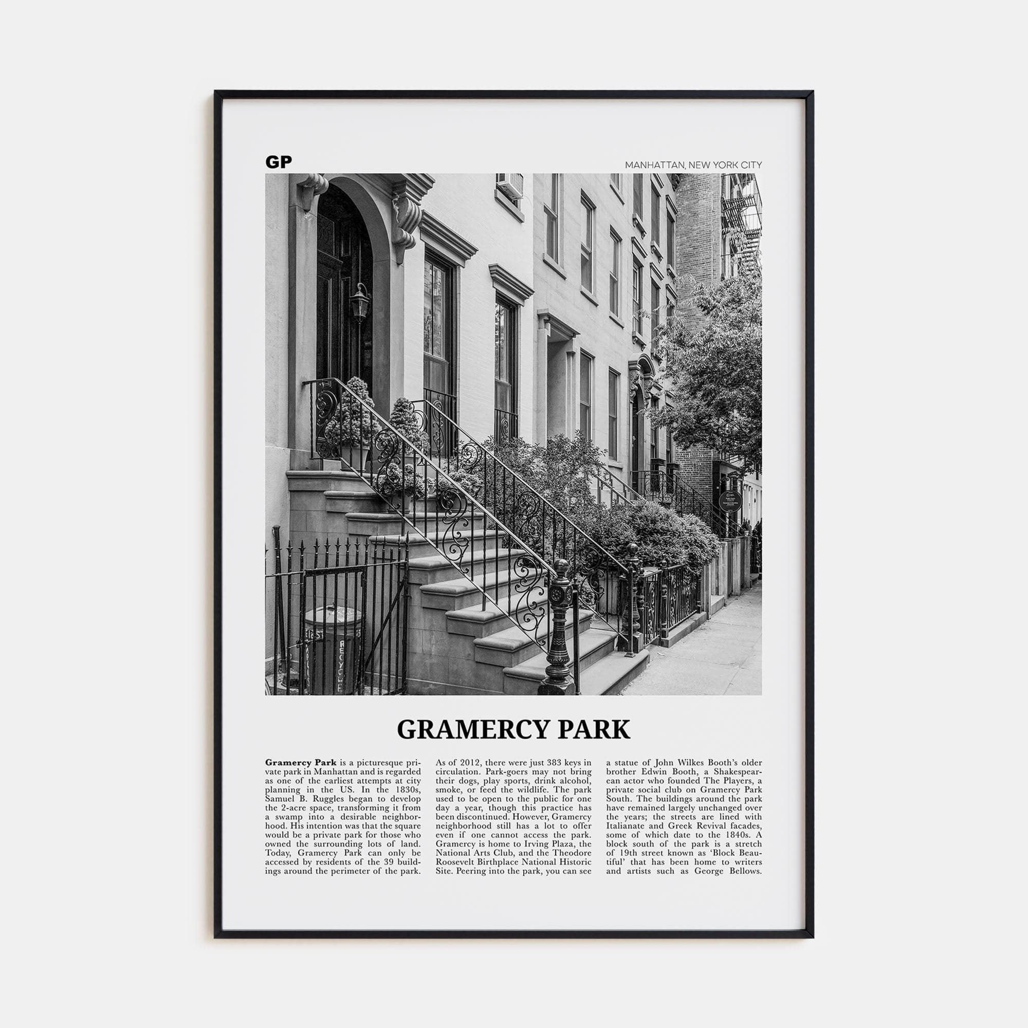 Gramercy Park Poster None / 8x12 in Nbourhood Travel B&W Poster