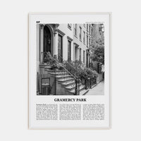 Gramercy Park Poster White Wood / 8x12 in Nbourhood Travel B&W Poster