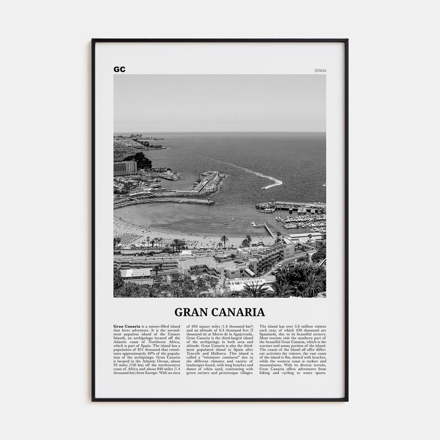 Gran Canaria Poster None / 8x12 in Nbourhood Travel B&W Poster