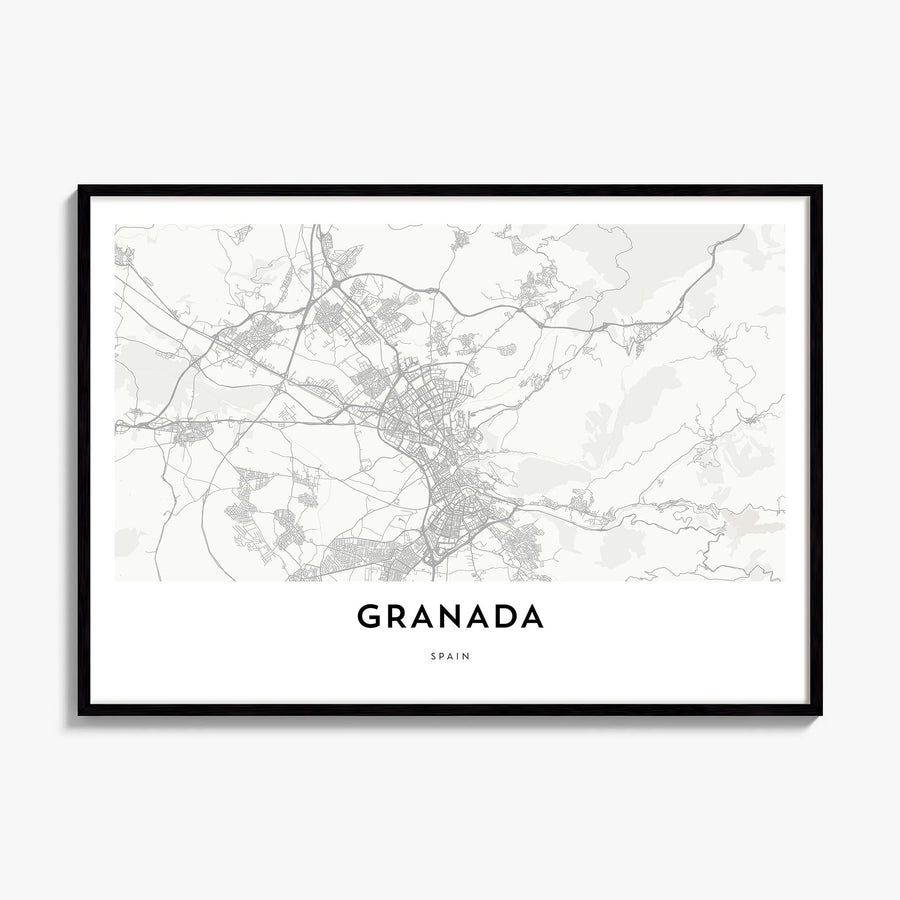 Granada Map Poster, framed poster mockup