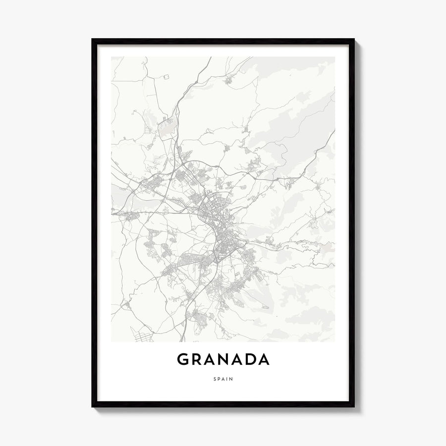 Granada Map Poster, framed poster mockup