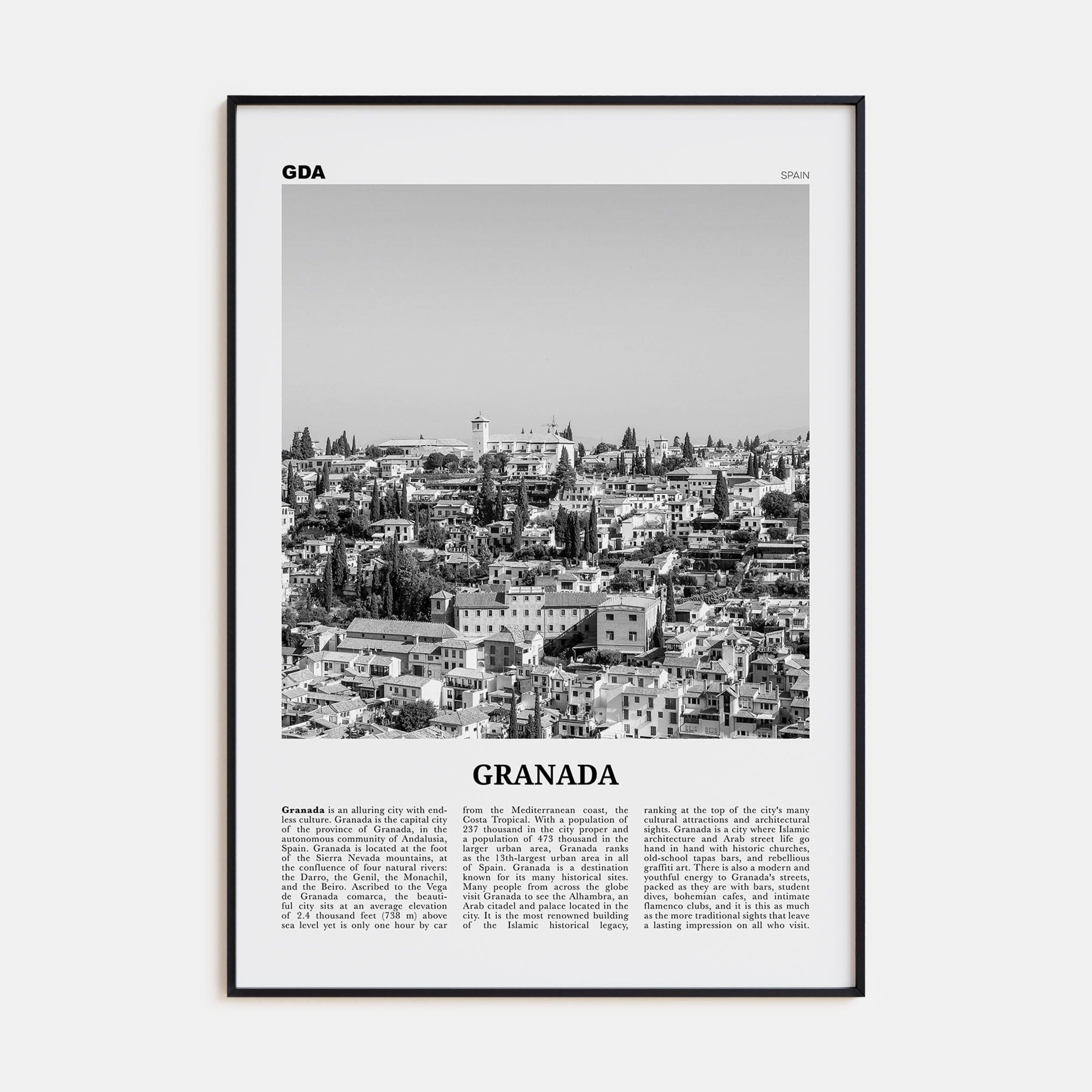 Granada No 1 Poster None / 8x12 in Nbourhood Travel B&W Poster