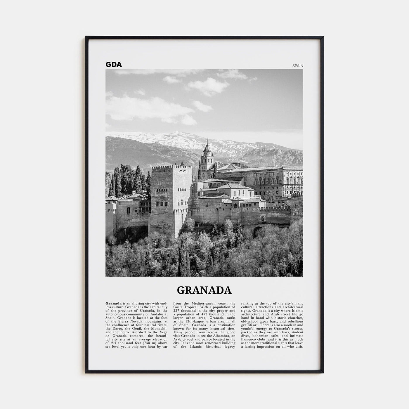 Granada No 2 Poster None / 8x12 in Nbourhood Travel B&W Poster