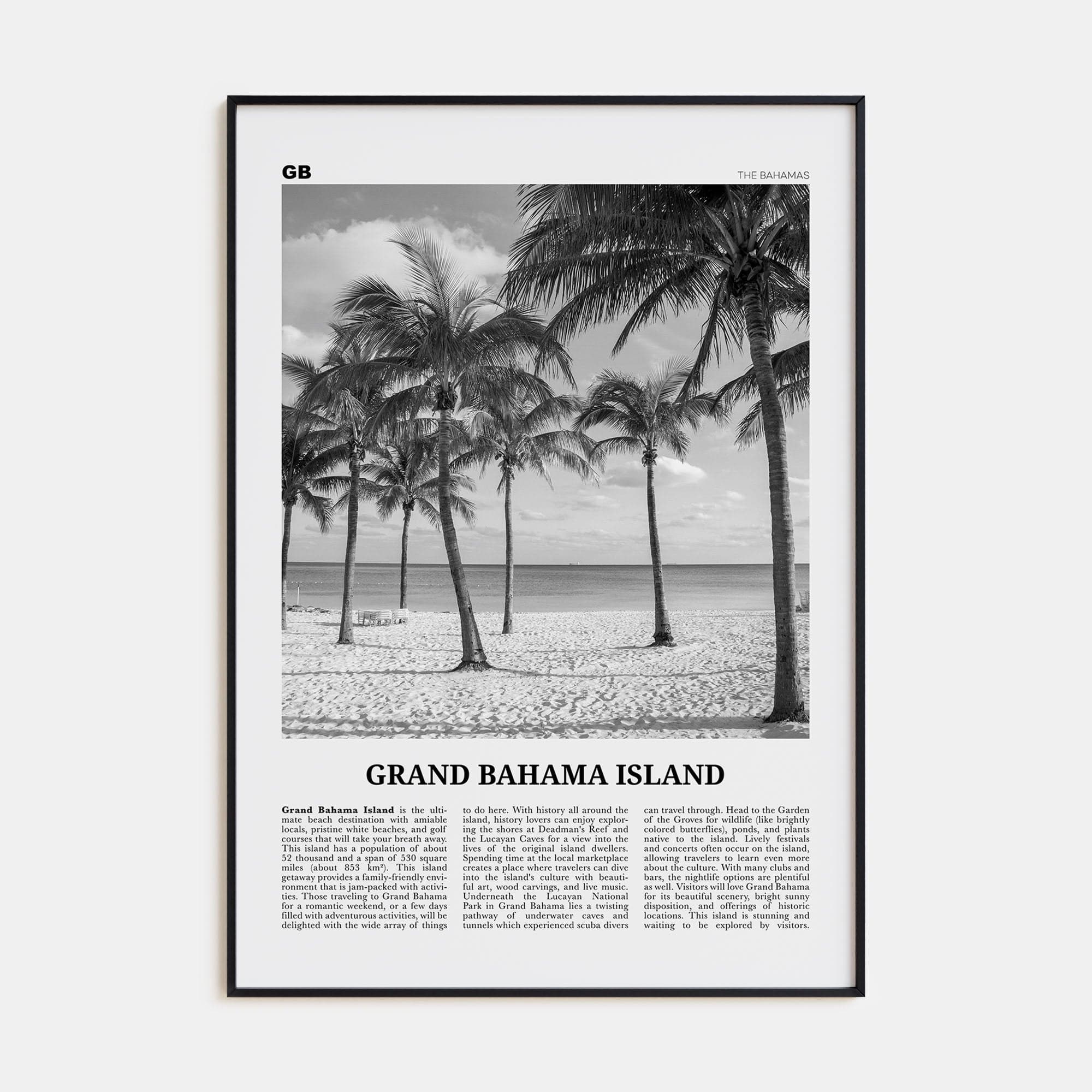 Grand Bahama Island Poster None / 8x12 in Nbourhood Travel B&W Poster