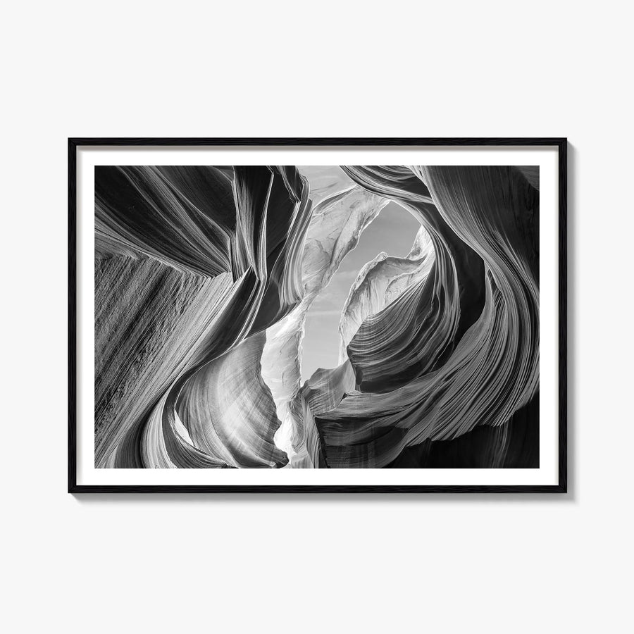 Grand Canyon black & white photo poster of Arizona, USA – horizontal wall art, unframed print shown in interior mockup