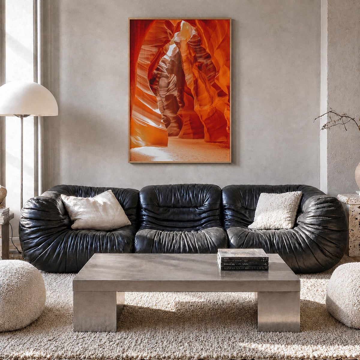Grand Canyon no. 3 colorful photo poster of Arizona, USA – vertical wall art in natural wood frame, hanging on wall