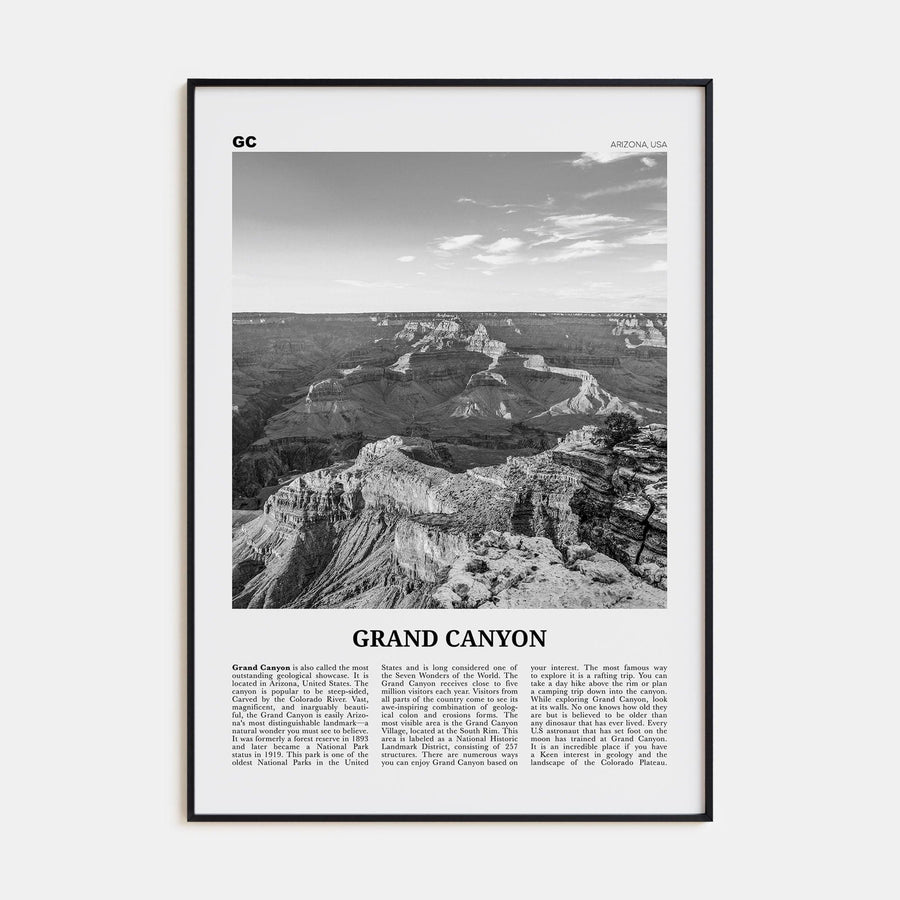 Grand Canyon Poster None / 8x12 in Nbourhood Travel B&W Poster