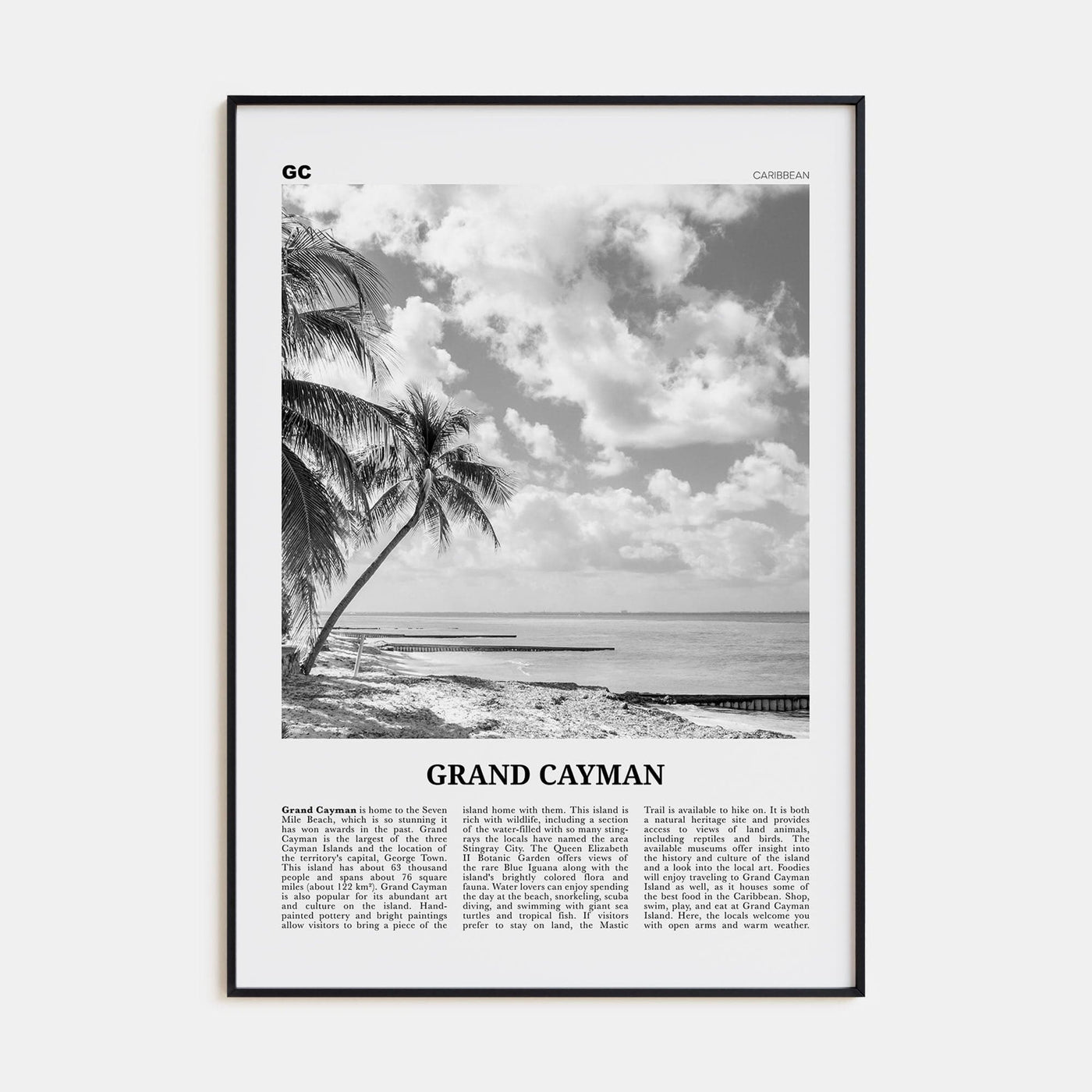 Grand Cayman Poster None / 8x12 in Nbourhood Travel B&W Poster