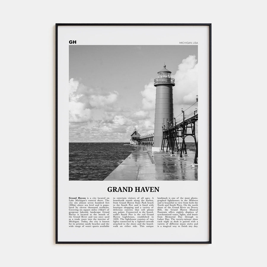 Grand Haven Poster None / 8x12 in Nbourhood Travel B&W Poster