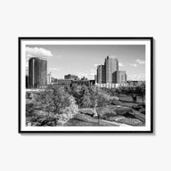 Grand Rapids black & white photo poster of Michigan, USA – horizontal wall art, unframed print shown in interior mockup