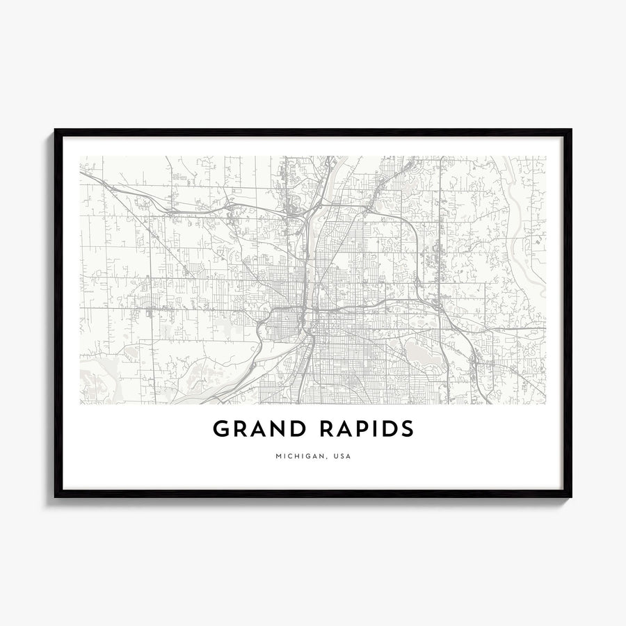 Grand Rapids Map Poster, framed poster mockup