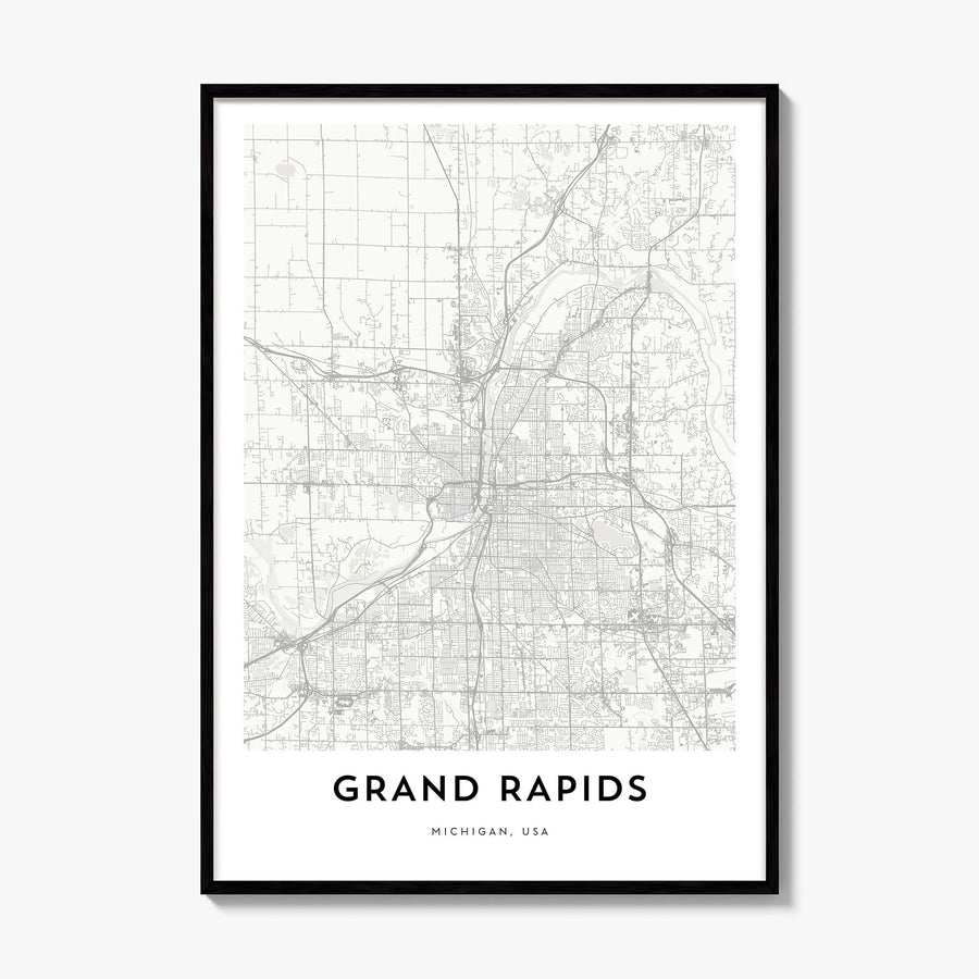 Grand Rapids Map Poster, framed poster mockup