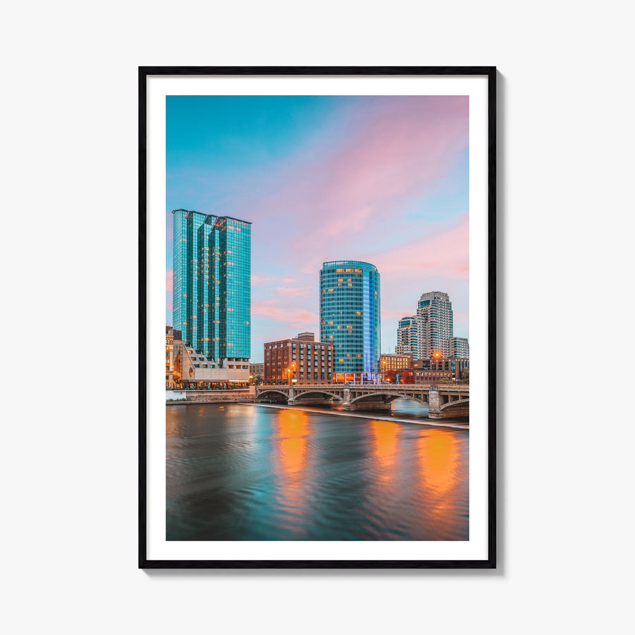 Grand Rapids no. 1 colorful photo poster of Michigan, USA – vertical wall art, unframed print shown in interior mockup
