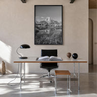 Grand Teton National Park no. 1 black & white photo poster of Wyoming, USA – vertical wall art in black wood frame, hanging o