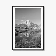 Grand Teton National Park no. 1 black & white photo poster of Wyoming, USA – vertical wall art, unframed print shown in inter