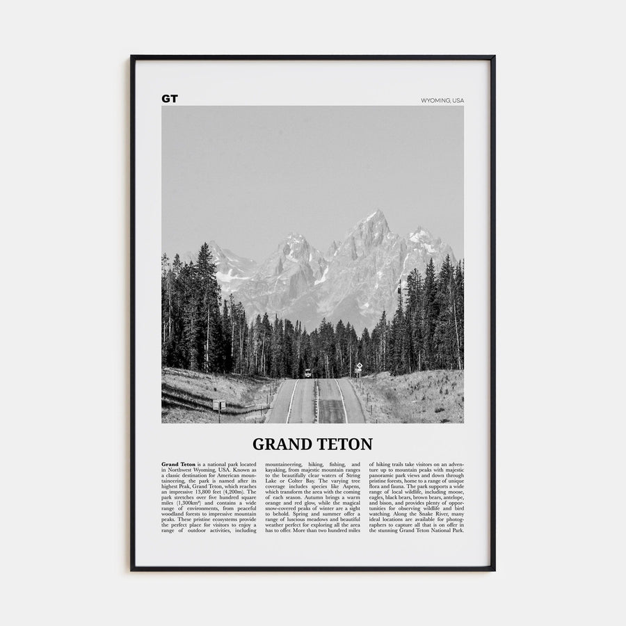 Grand Teton National Park No 1 Poster None / 8x12 in Nbourhood Travel B&W Poster