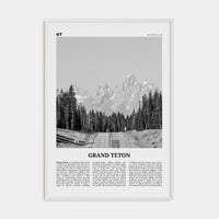 Grand Teton National Park No 1 Poster White Wood / 8x12 in Nbourhood Travel B&W Poster