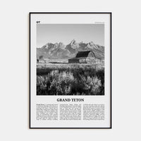 Grand Teton National Park No 2 Poster None / 8x12 in Nbourhood Travel B&W Poster