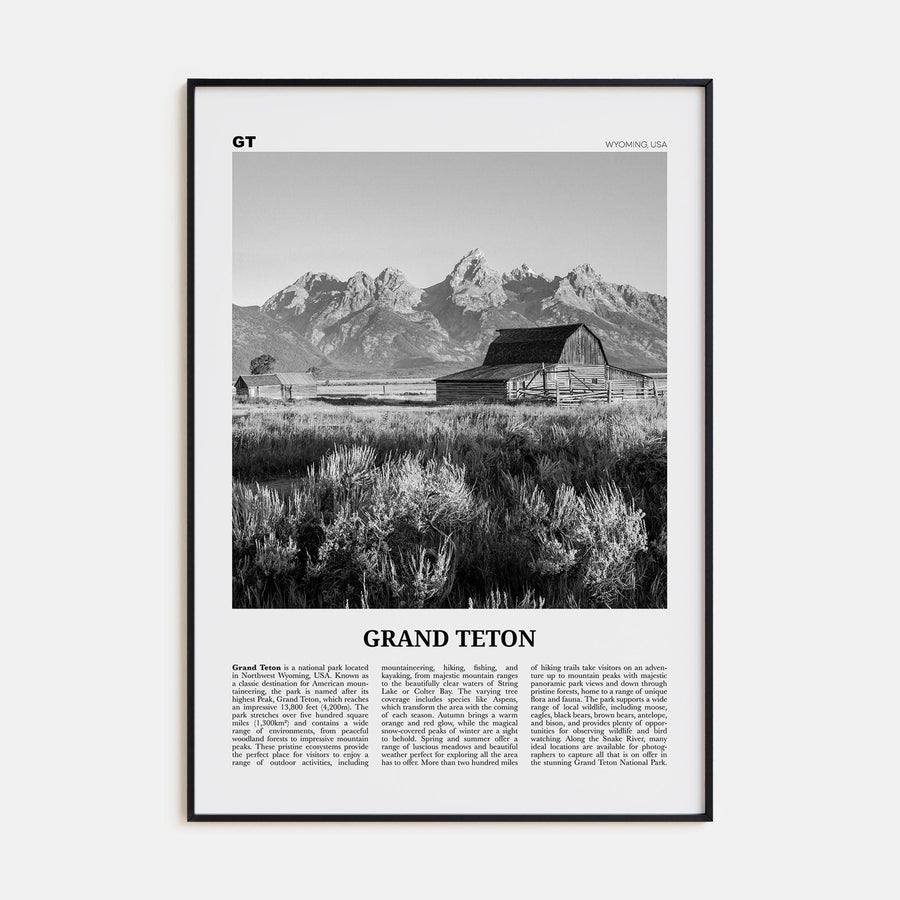 Grand Teton National Park No 2 Poster None / 8x12 in Nbourhood Travel B&W Poster