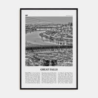 Great Falls, Montana Poster Black Wood / 8x12 in Nbourhood Travel B&W Poster