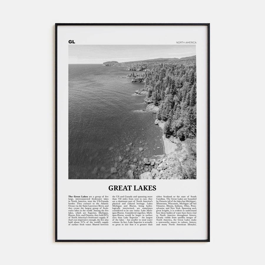 Great Lakes Poster None / 8x12 in Nbourhood Travel B&W Poster