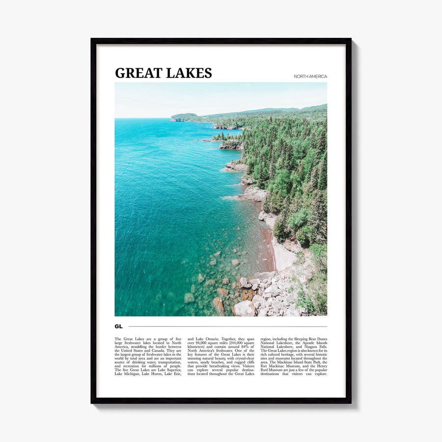 Great Lakes Travel Poster, framed poster mockup