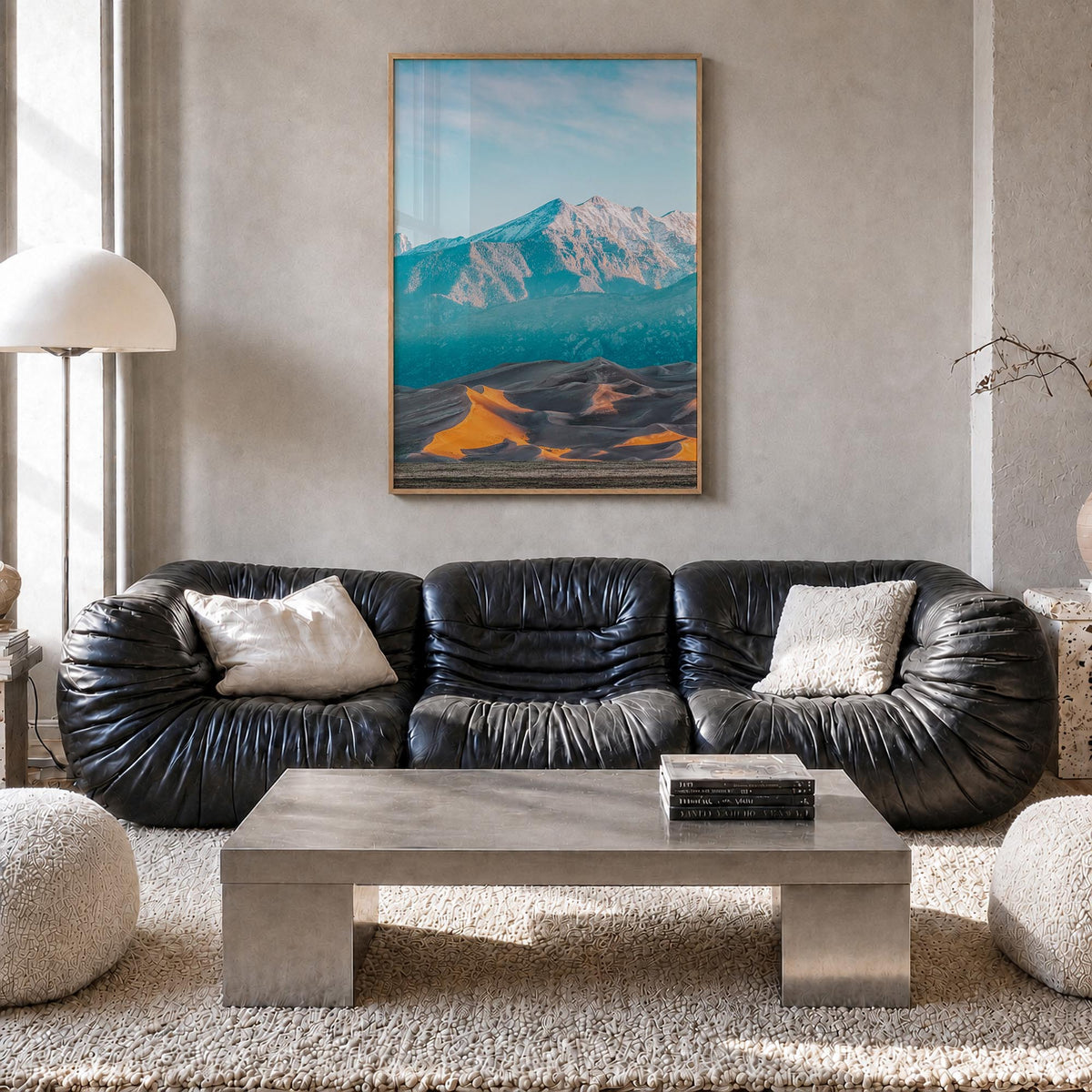 Great Sand Dunes National Park colorful photo poster of Colorado, USA – vertical wall art in natural wood frame, hanging on w