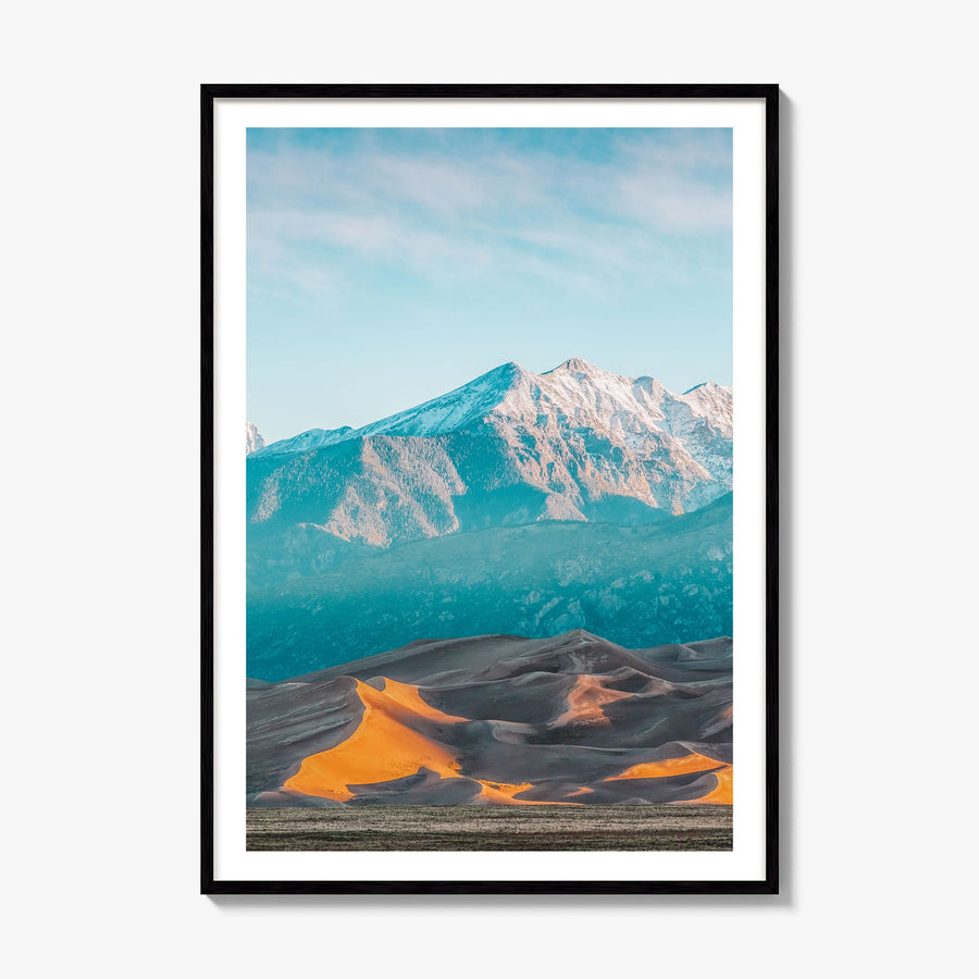 Great Sand Dunes National Park Photo Poster, framed poster mockup, white border