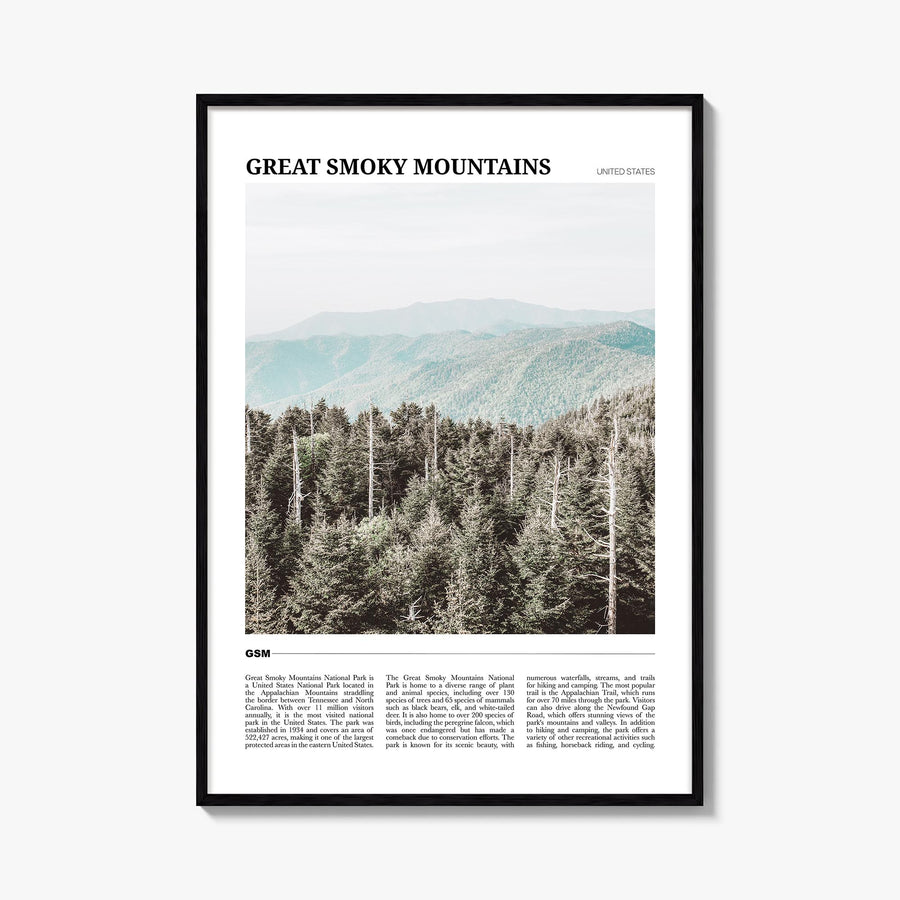 Great Smoky Mountains National Park colorful travel poster of Tennessee & North Carolina, USA – vertical wall art, unframed p