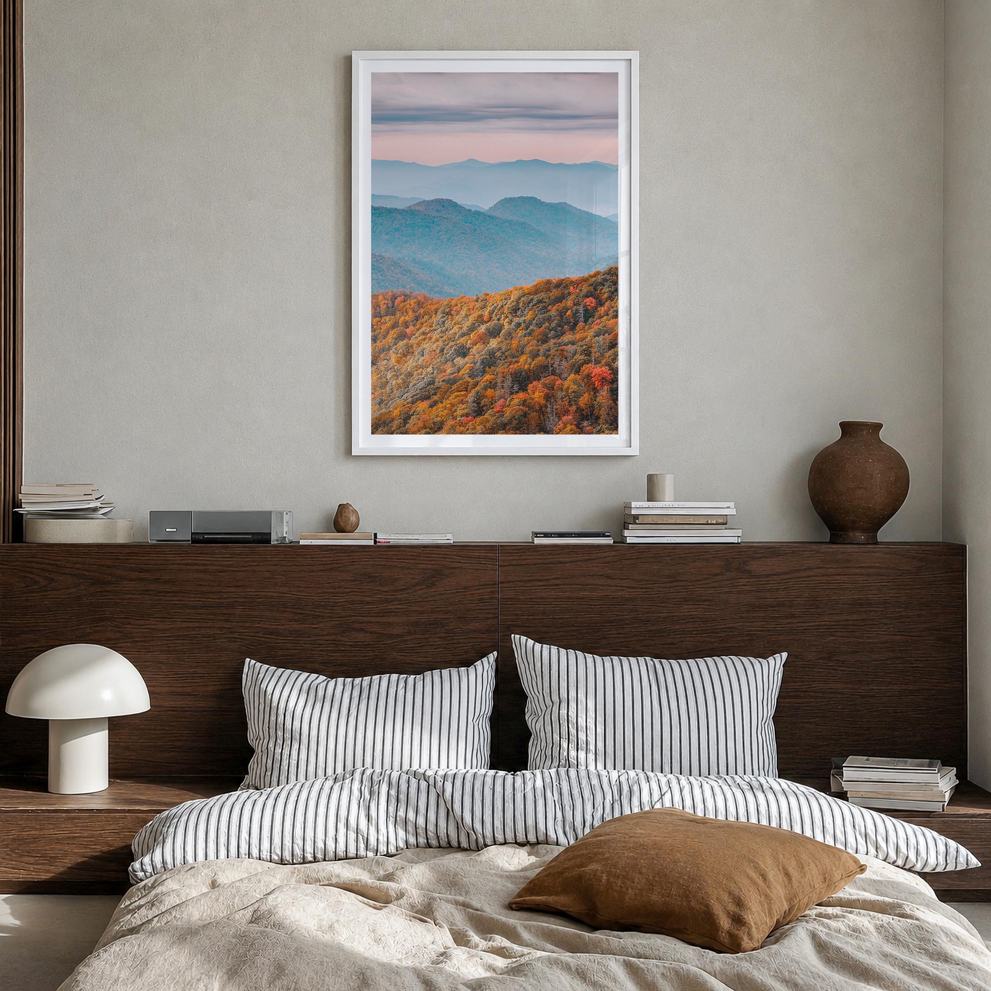 Great Smoky Mountains National Park no. 1 colorful photo poster of Tennessee & North Carolina, USA – vertical wall art in whi
