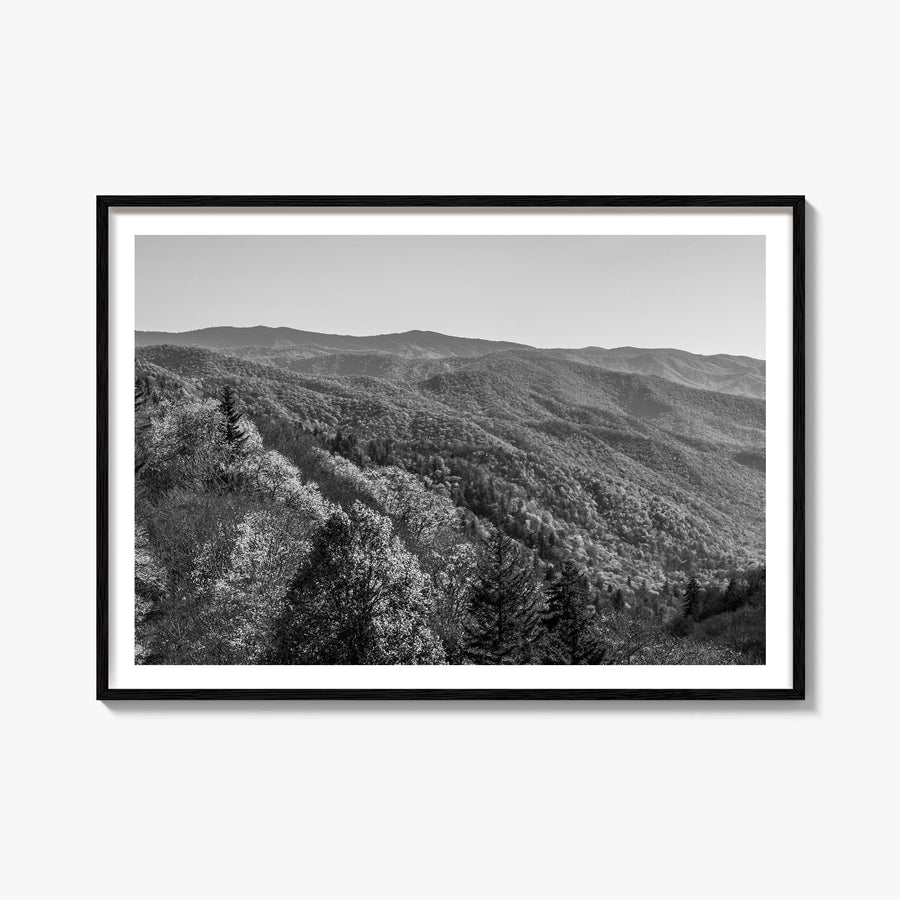 Great Smoky Mountains National Park no. 2 black & white photo poster of Tennessee & North Carolina, USA – horizontal wall art
