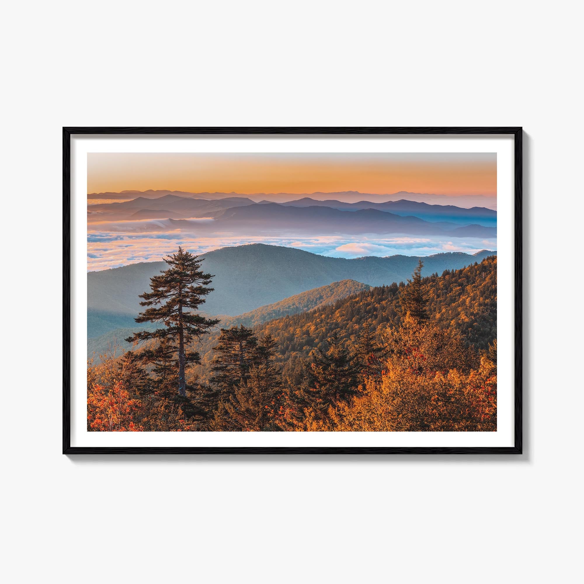 Great Smoky Mountains National Park no. 2 colorful photo poster of Tennessee & North Carolina, USA – horizontal wall art, unf