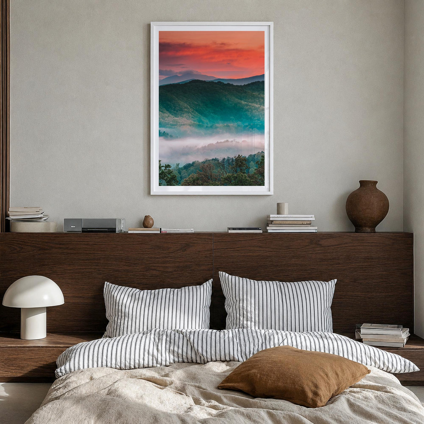 Great Smoky Mountains National Park no. 2 colorful photo poster of Tennessee & North Carolina, USA – vertical wall art in whi