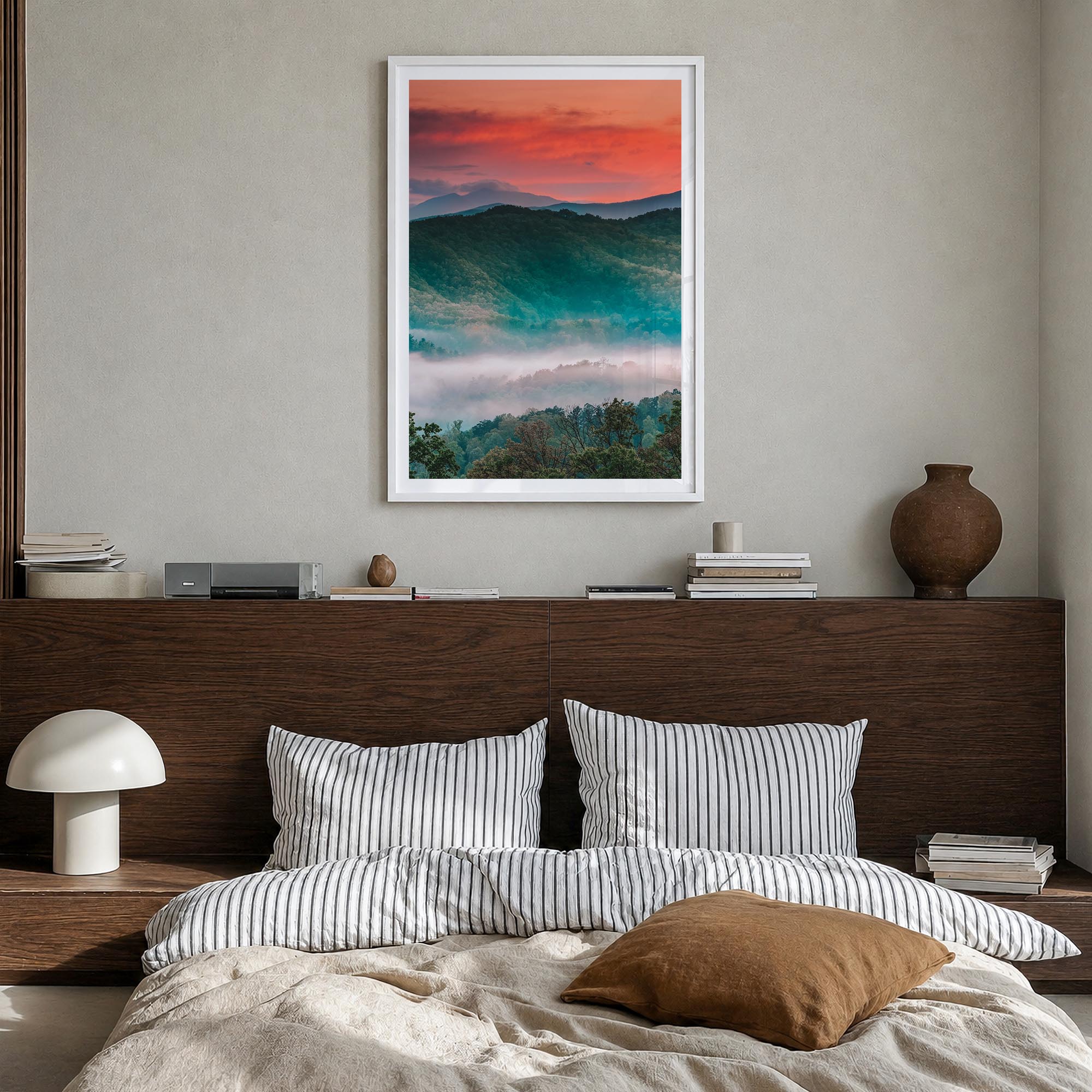 Great Smoky Mountains National Park no. 2 colorful photo poster of Tennessee & North Carolina, USA – vertical wall art in whi