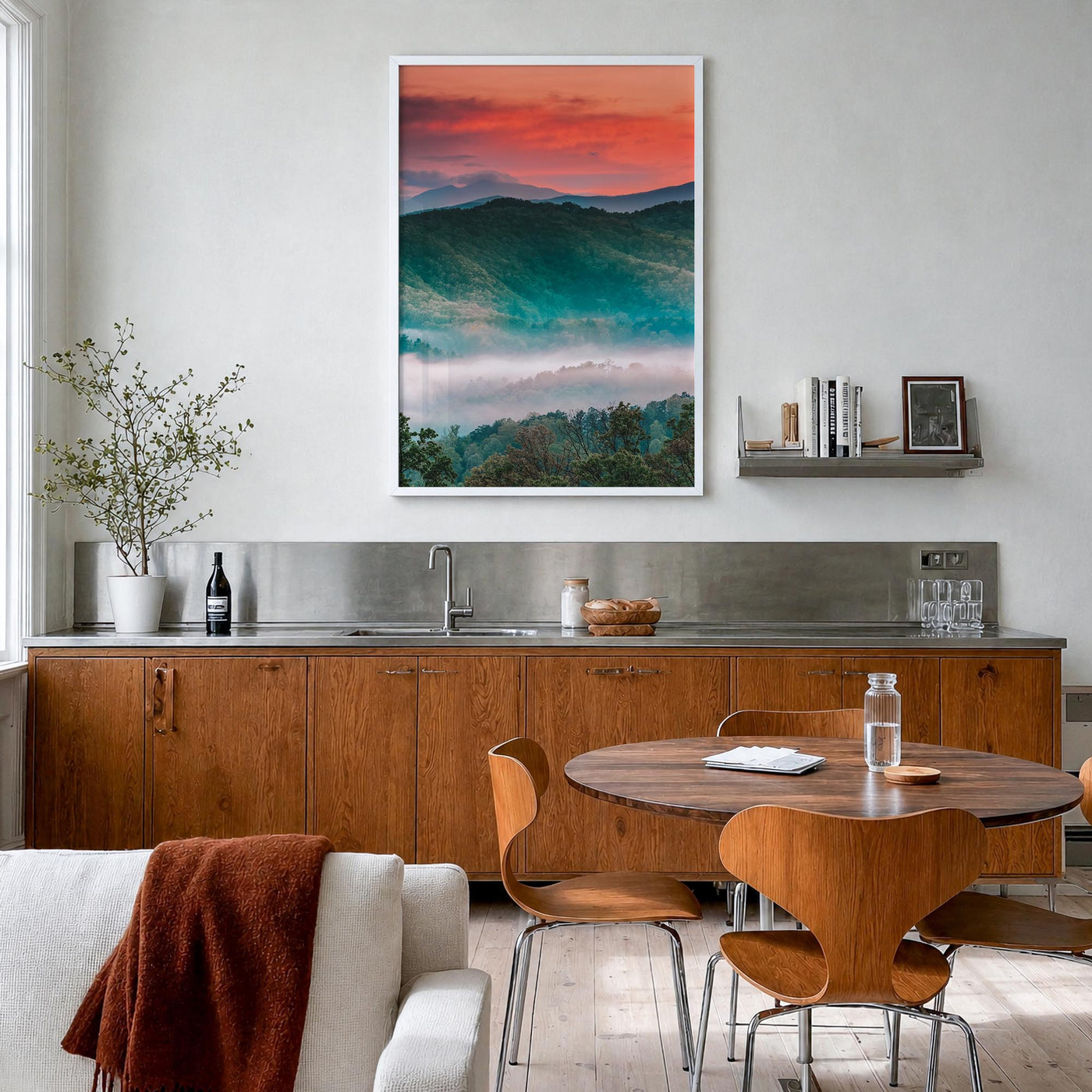 Great Smoky Mountains National Park no. 2 colorful photo poster of Tennessee & North Carolina, USA – vertical wall art in whi