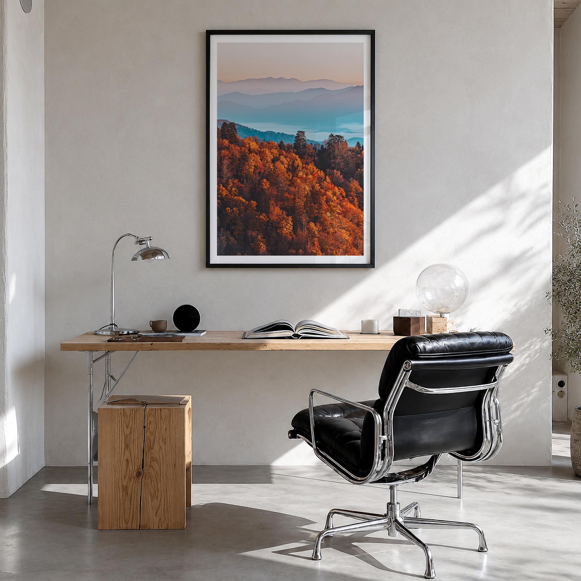 Great Smoky Mountains National Park no. 3 colorful photo poster of Tennessee & North Carolina, USA – vertical wall art in bla