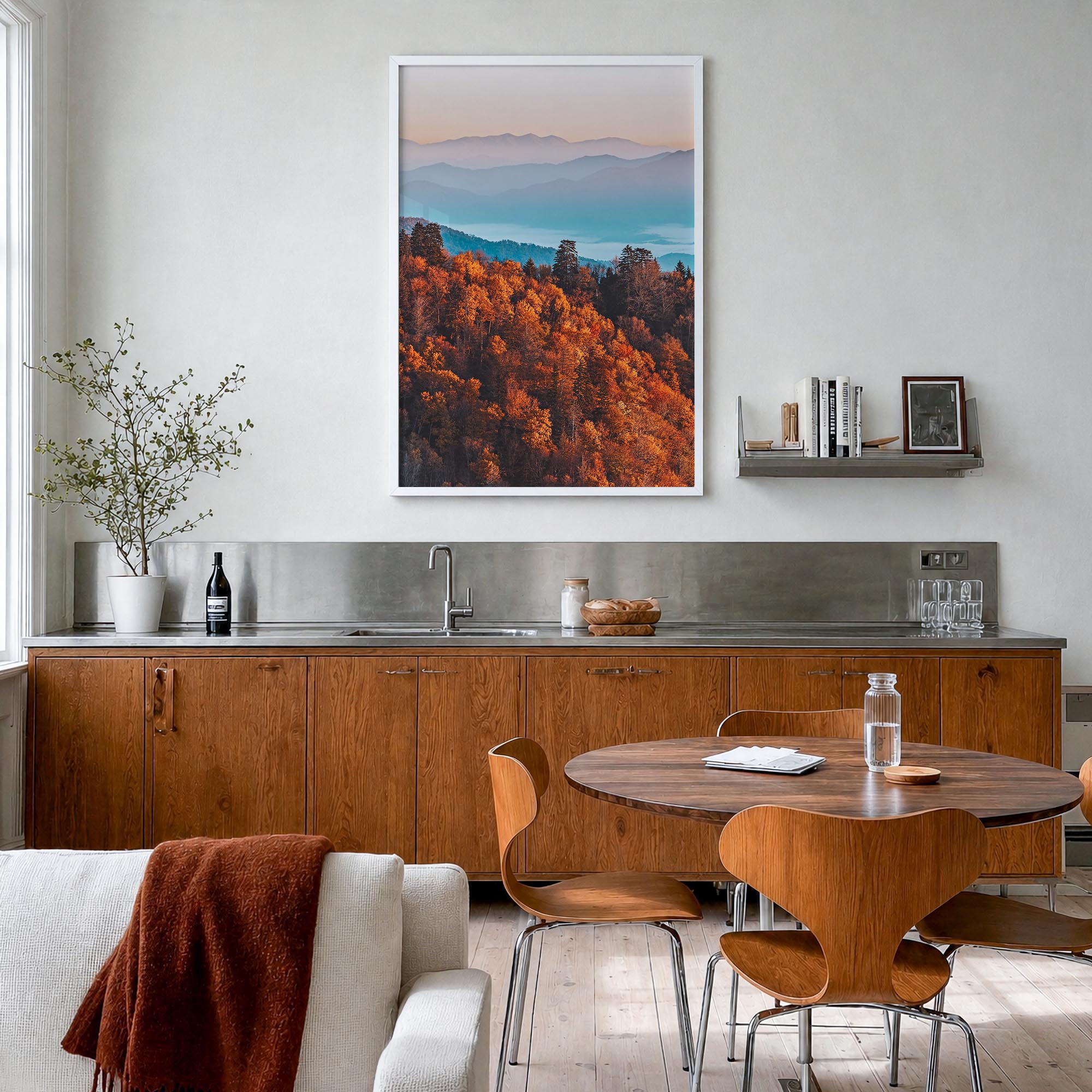 Great Smoky Mountains National Park no. 3 colorful photo poster of Tennessee & North Carolina, USA – vertical wall art in whi
