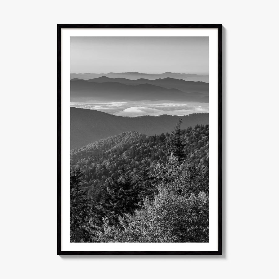 Great Smoky Mountains National Park Photo Poster, framed poster mockup, white border
