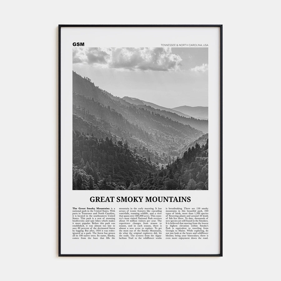 Great Smoky Mountains National Park Poster None / 8x12 in Nbourhood Travel B&W Poster