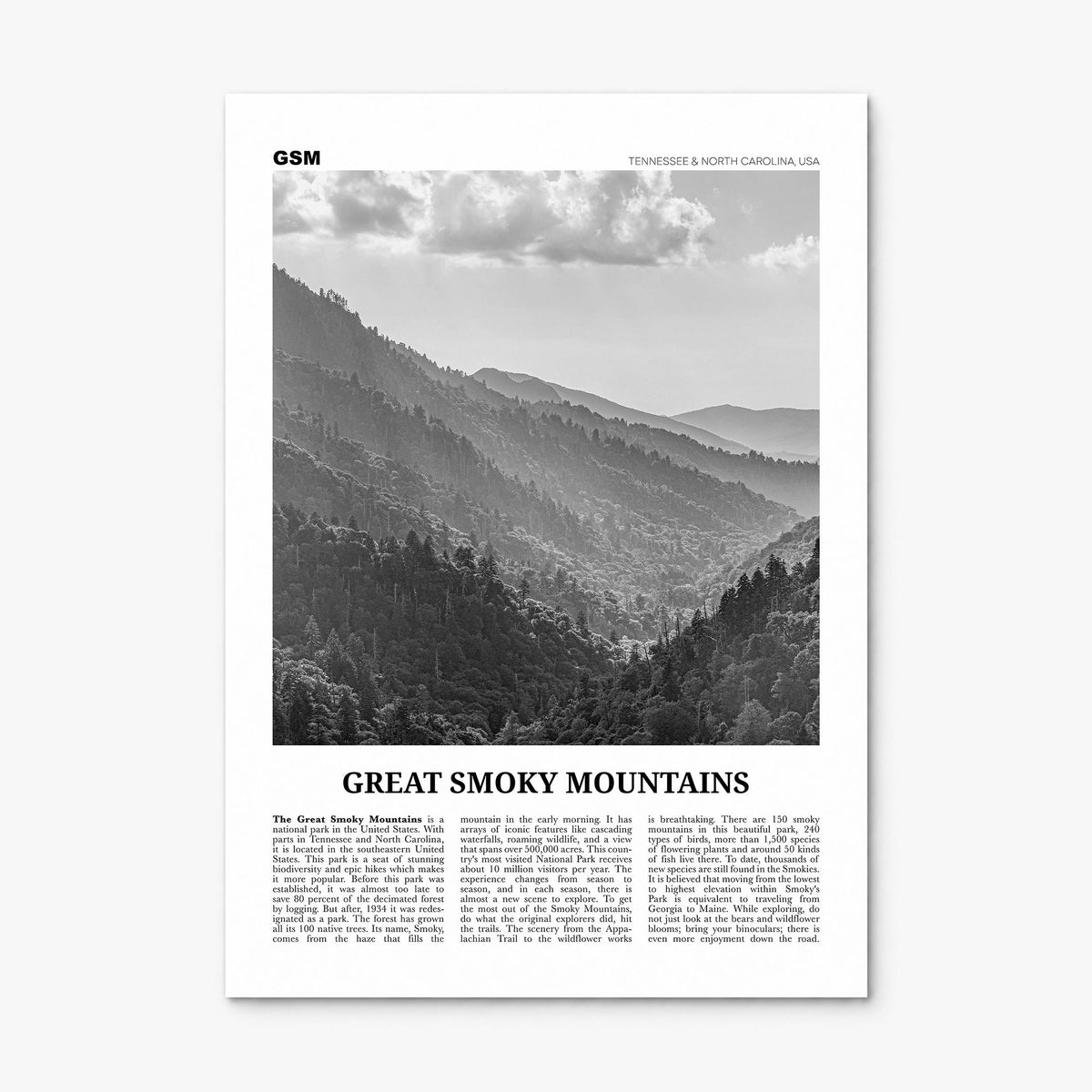Great Smoky Mountains National Park Newspaper Poster, print only (unframed)