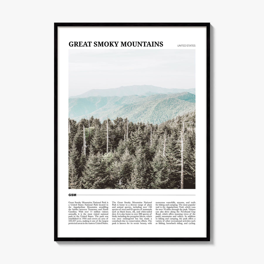 Great Smoky Mountains National Park Travel Poster, framed poster mockup