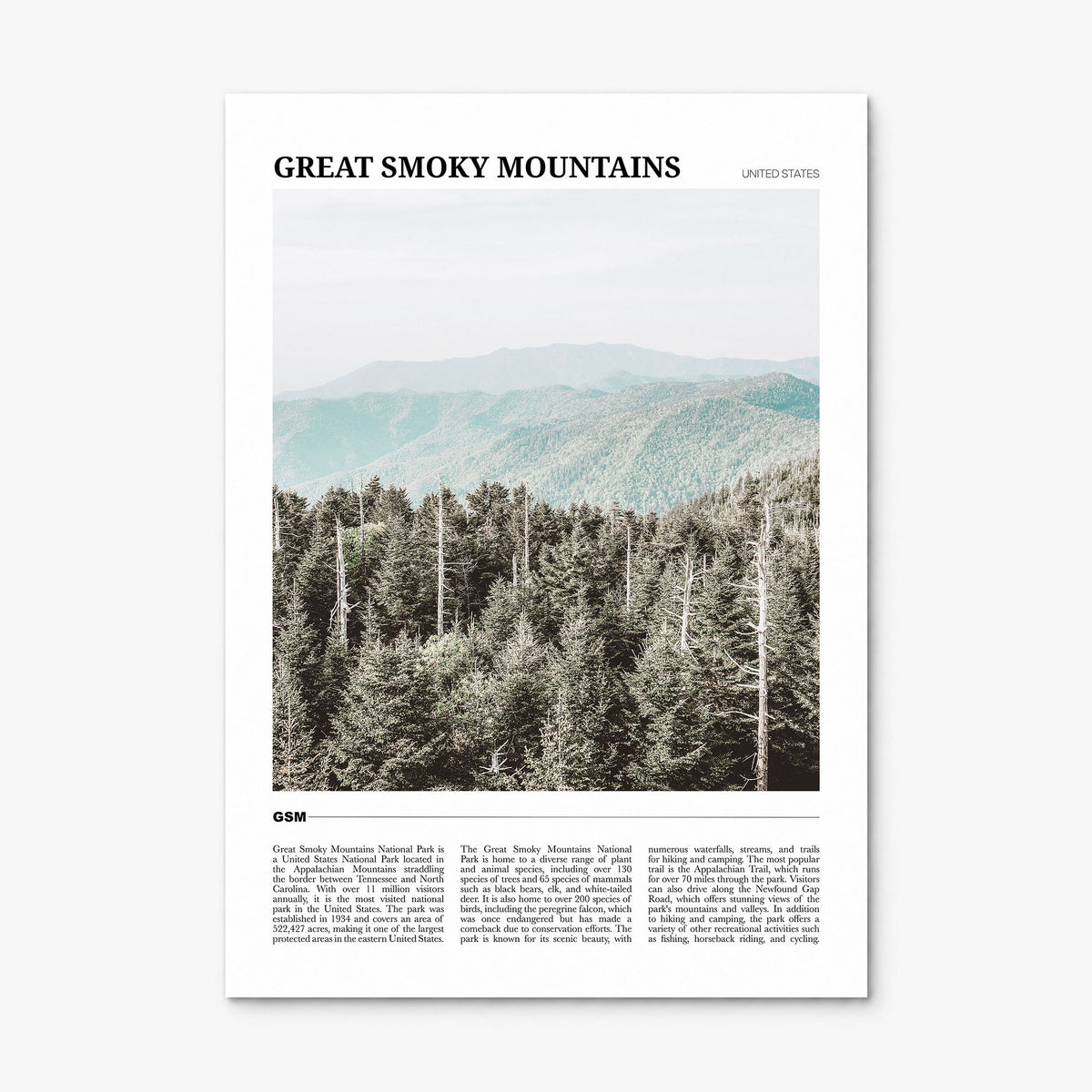 Great Smoky Mountains National Park Travel Poster, print only (unframed)