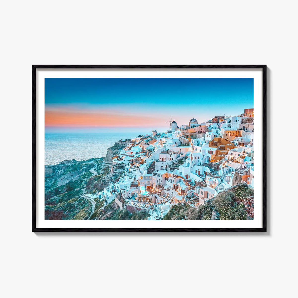 Greece colorful photo poster of Europe – horizontal wall art, unframed print shown in interior mockup