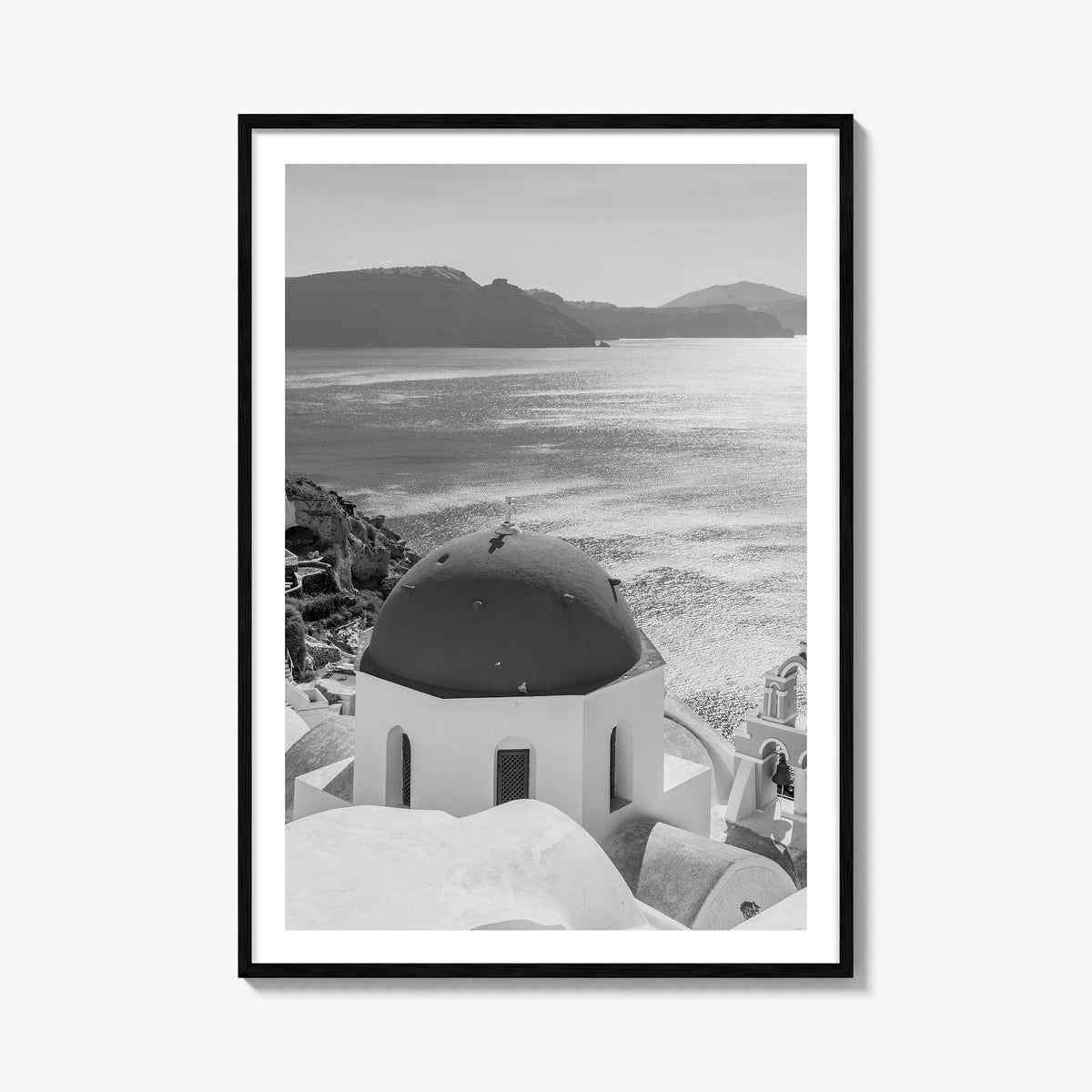 Greece no. 3 black & white photo poster of Europe – vertical wall art, unframed print shown in interior mockup