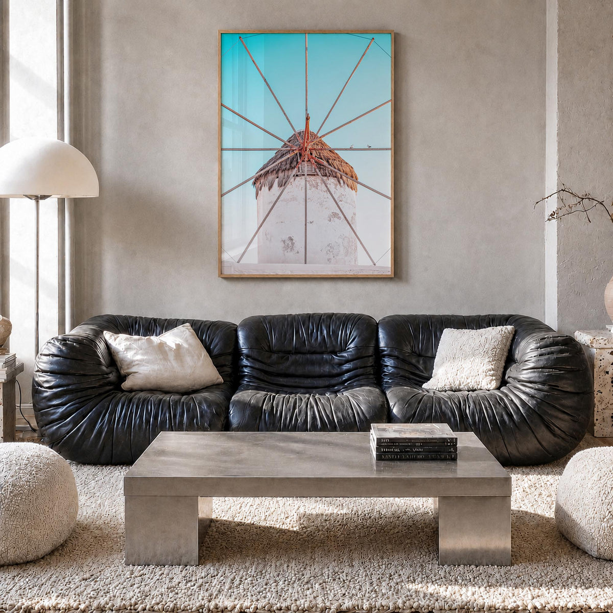 Greece no. 4 colorful photo poster of Europe – vertical wall art in natural wood frame, hanging on wall