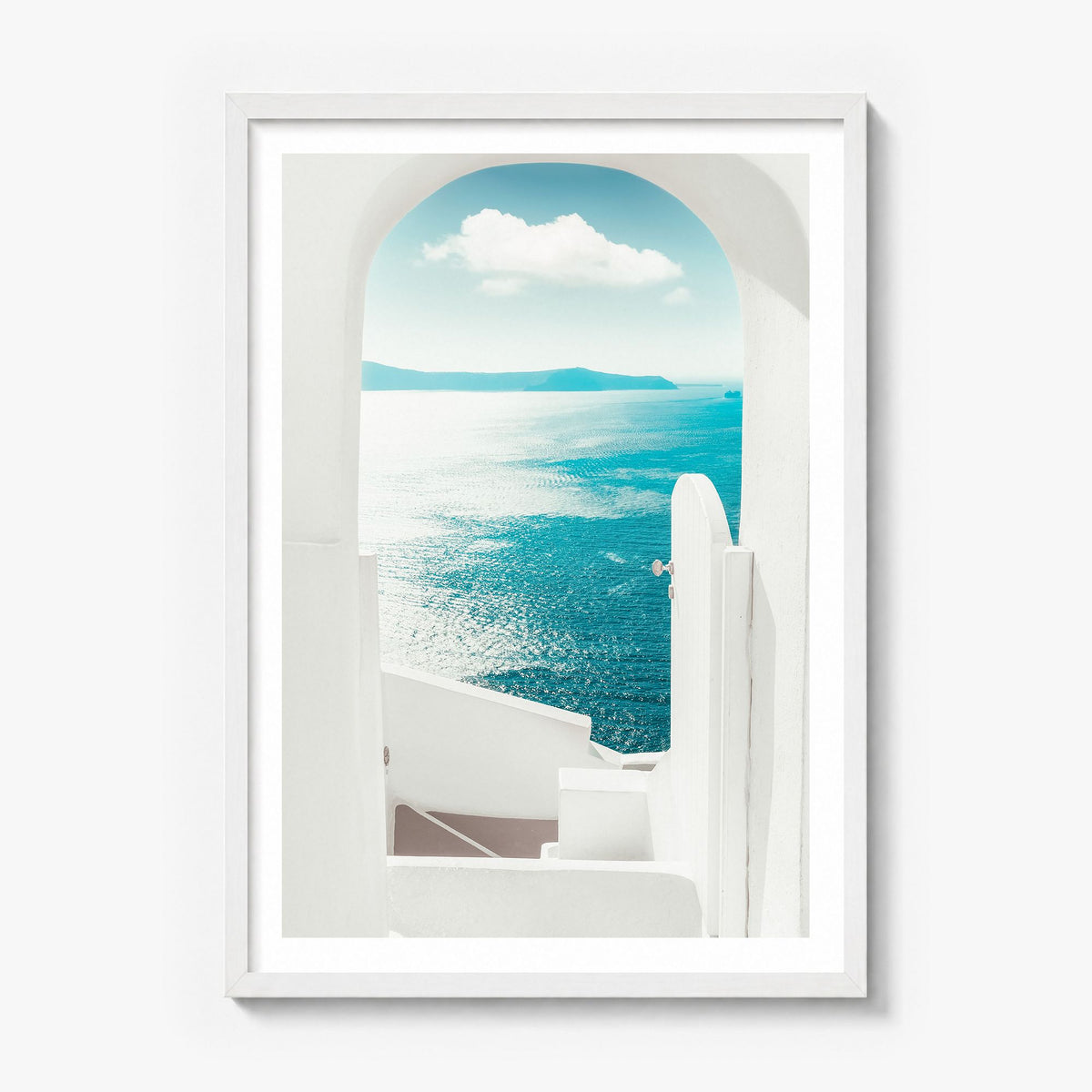 Greece Photo No 2 Poster in a white wood frame, white border