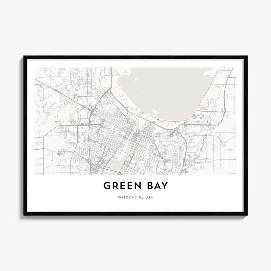 Green Bay Map Poster, framed poster mockup